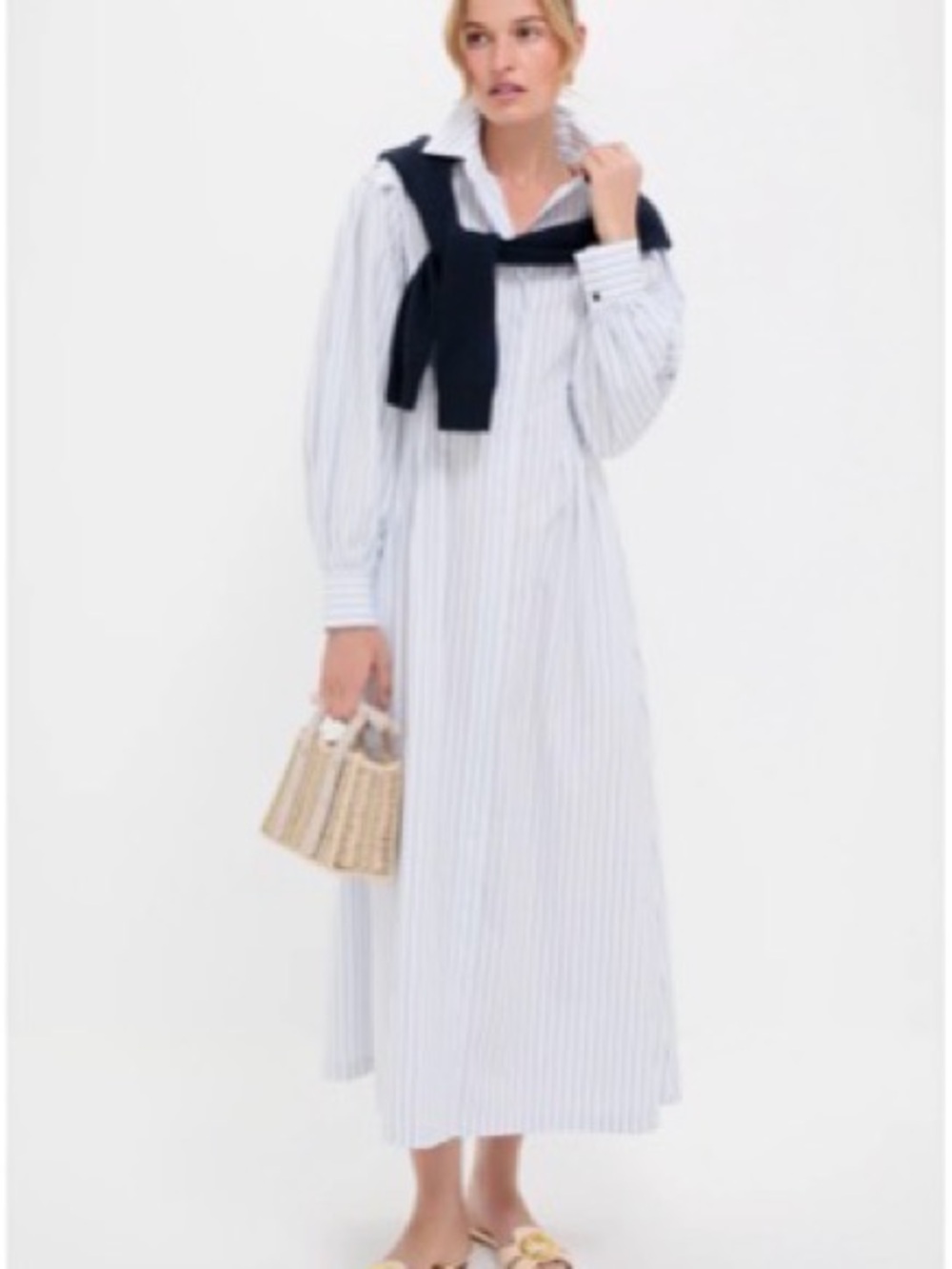 Tuckernuck Blue & White Striped Long-Sleeve Maxi Shirt Dress